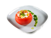 Tomates con queso Camembert al microondas