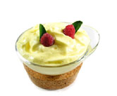 Mousse de plátano y frambuesas